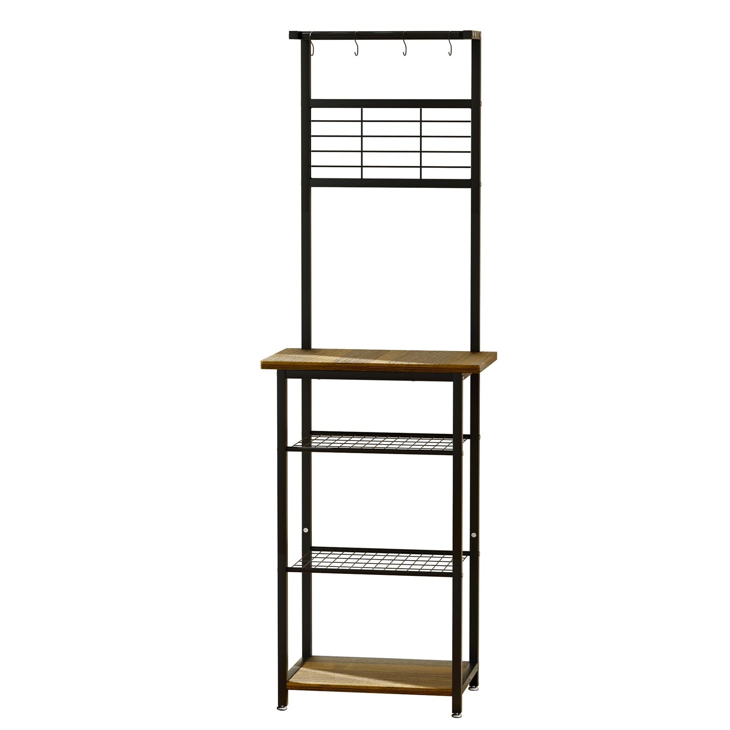 BUTUNITA Coffee Bar Station with 5 Tiers - Small Coffe Bar Kitchen Shelf with 4 S-Shaped Hooks - Corner Storage Baker's Rack for Small Spaces, Entryways, and Living Rooms
