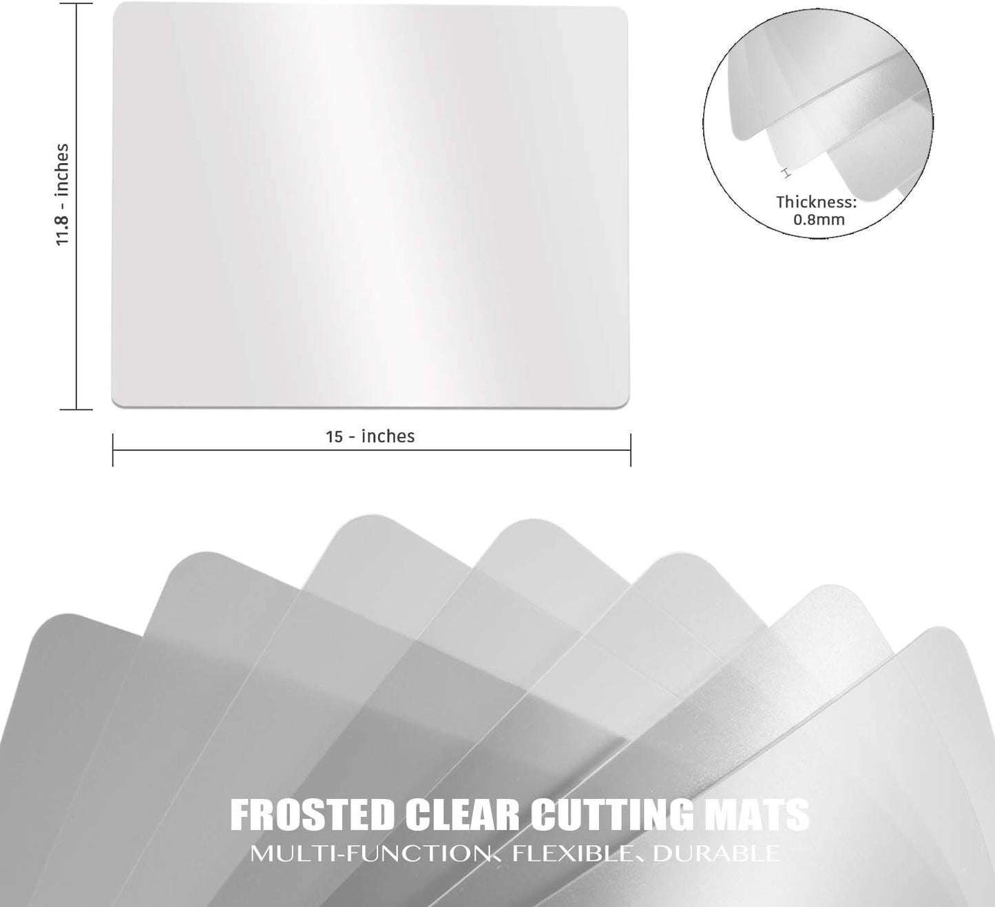 Fotouzy Flexible Plastic Cutting Boards for Kitchen, 4 Frosted Clear Cutting Mats 15 x 12 In, BPA-Free, Non-Porous, and Dishwasher Safe, Set of 4