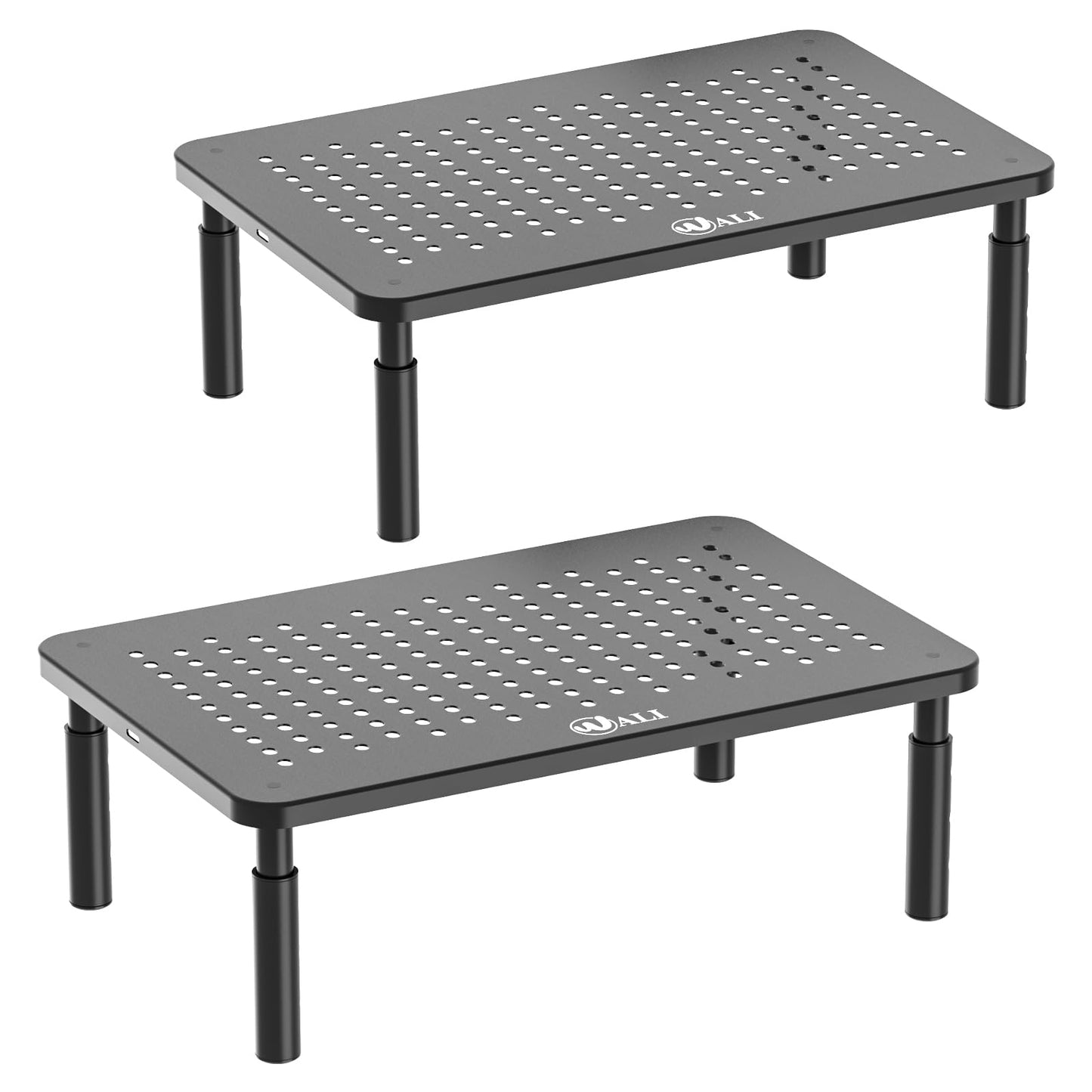 WALI Computer Monitor Stand for Desk, Adjustable Laptop Riser, Desk Monitor Stand Underneath Storage for Office, Home, School Supplies (STT003), 1 Pack, Black