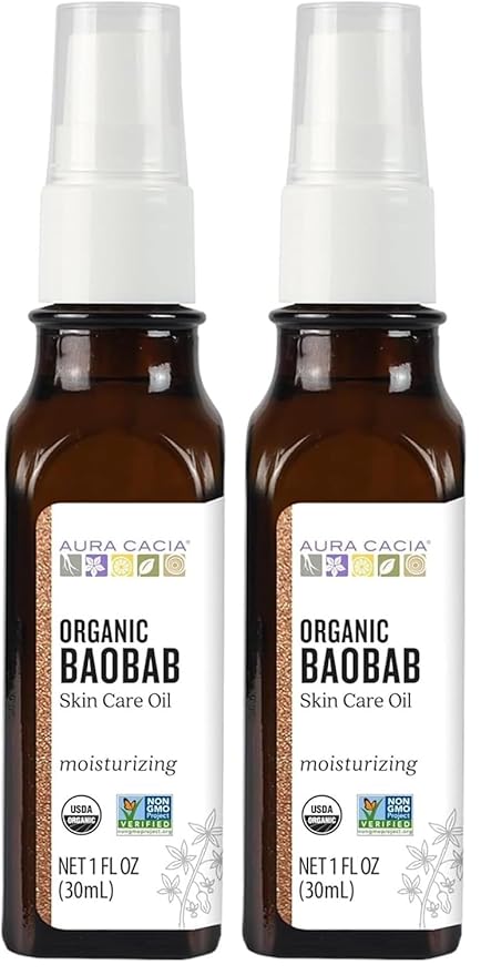 Aura Cacia Organic Skin Care Oil, Baobab, 1-Fluid Ounce (Pack of 2)