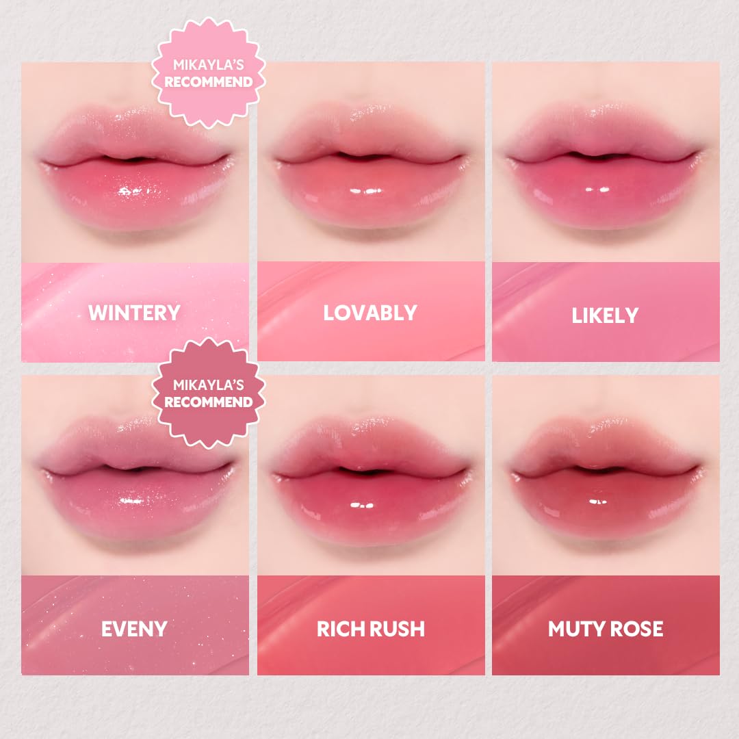 TIRTIR [*Mini Size Waterism Tinted Lip Gloss #28 Wintery, 0.06 Fl Oz – Kiss Ready Lipgloss, 12H Long Lasting Non Sticky Natural Tinted Glow Korean Multiuse Cheek and Lip Tint for Women gift