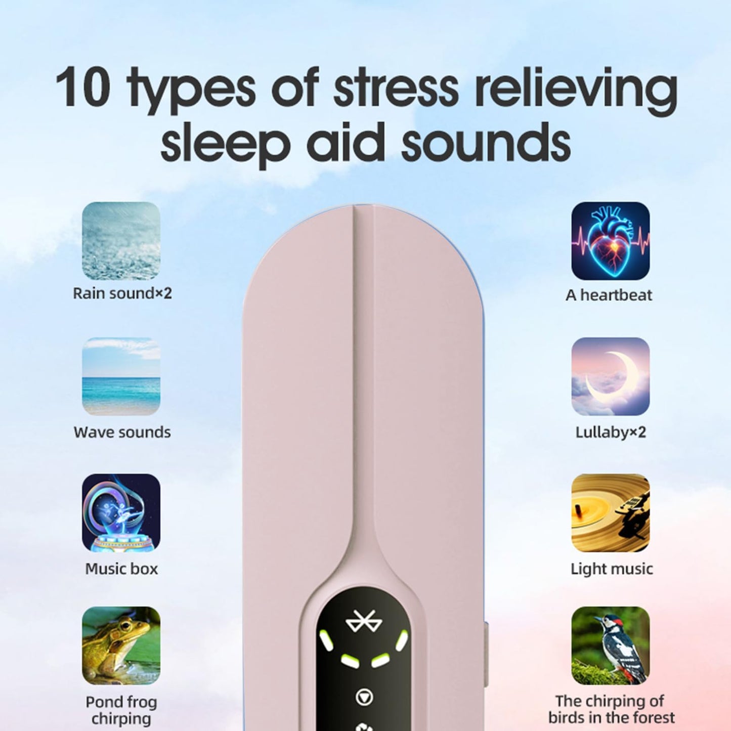 borotess Pillow Speaker for Sleeping - Bluetooth Bone Conduction Sleep Sound Speaker with 3D White Noise, Volume Control & Sleep Timer for Side Sleepers, Pink