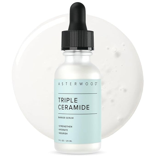 Asterwood Ceramide Barrier Repair Serum - Hydrating, Calming, & Barrier-Restoring Skin Facial Serum - with Triple Ceramide Complex, Squalane, Hyaluronic Acid - Fragrance-Free, Cruelty-Free - 1 Fl Oz