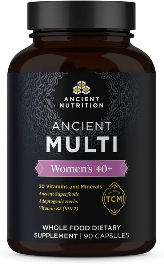 Ancient Nutrition Multivitamin for Women 40, Multi Vitamin and Immune Support with Vitamin D & C, 20 Vitamins and Minerals, Stress and Sleep Support, Supports Bone and Blood Health, 90 Capsules