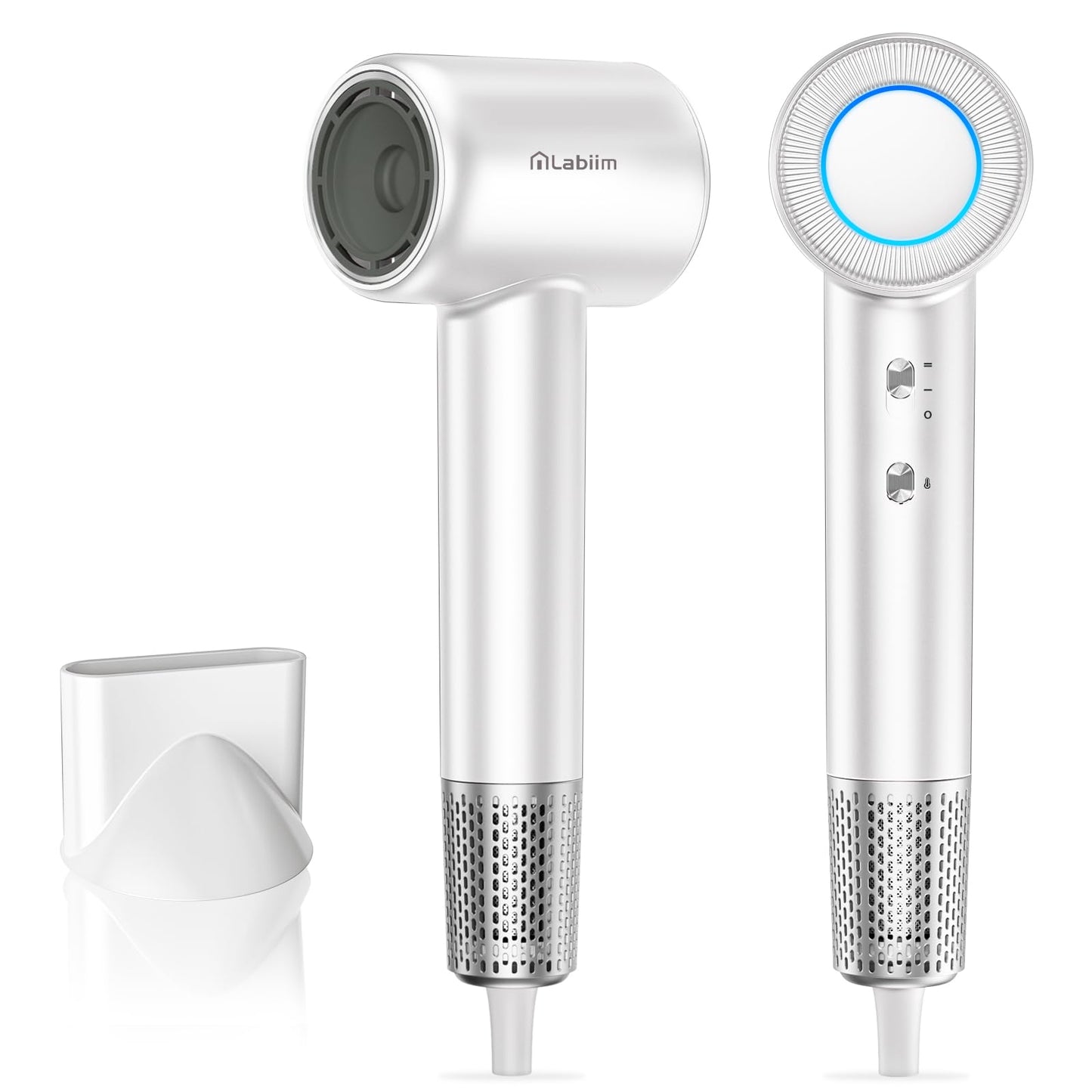 Labiim Hair Dryer, High-Speed Ionic Low Noise Blow Dryer with Brushless Motor for Fast Drying, Thermo-Control Quiet Compact Hair Blow Dryer, Hairdryer with 1 Nozzle Attachments for Home Salon Travel