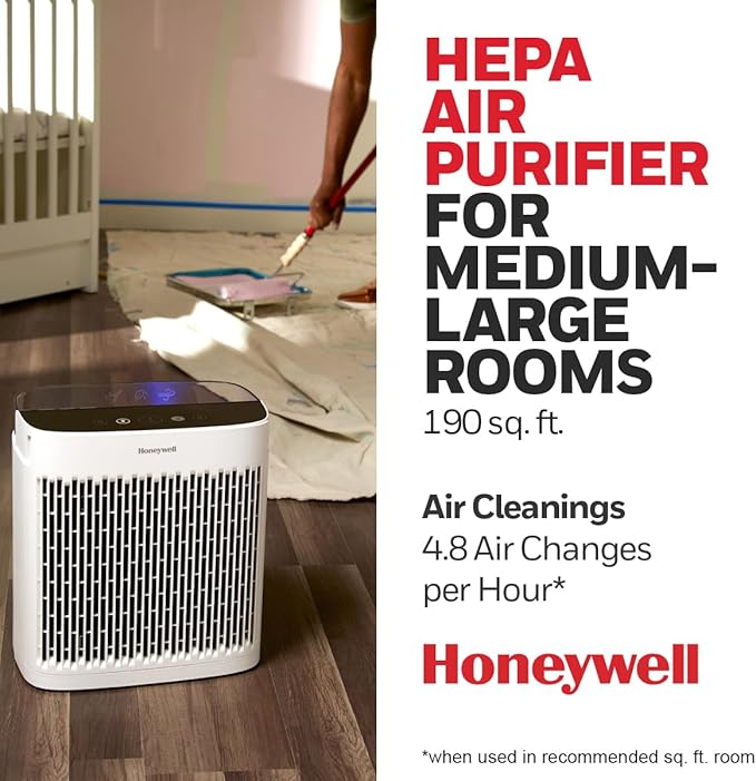 Honeywell InSight HEPA Air Purifier with Air Quality Indicator for Medium-Large Rooms (190 sq ft), White - Wildfire/Smoke, Pollen, Pet Dander, and Dust Air Purifier