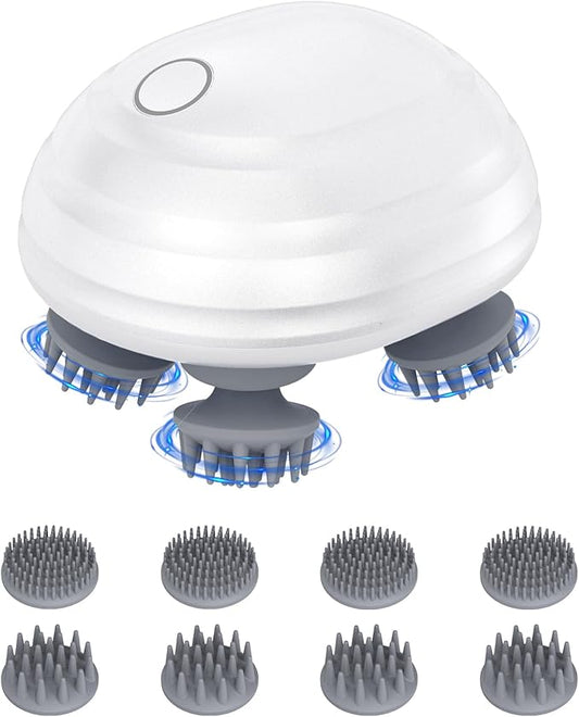 AMIR Electric Cordless Hair Scalp Massager, IPX7 Waterproof Portable Head Scratcher Massager with Kneading 96 Nodes, 5 Kneading Modes, for Hair Growth and Stress Relax, Gifts for Men Women