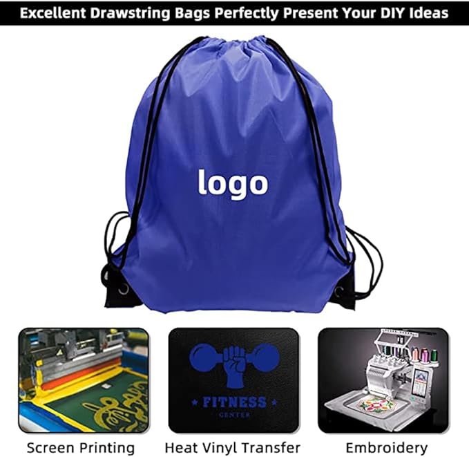 GoodtoU Drawstring Bags, Nylon Backpack Draw String Back Bag Cinch Sack Gym Bag for Sport, Traveling, Team (Blue, 80Pcs)