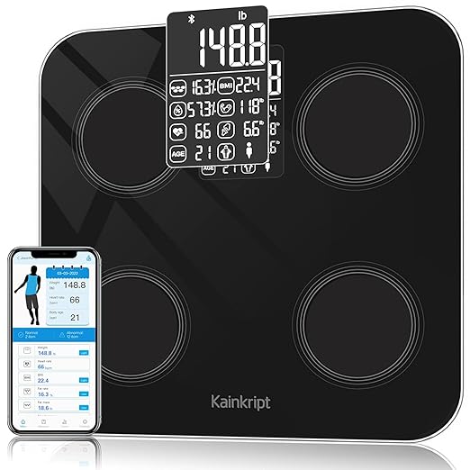 Smart Scales, Weight and Fat, FSA HSA Compliant - High Accuracy Bluetooth Digital Bathroom Scales, BMI, Heart Rate and 15 Metrics, App Sync, 400 lbs