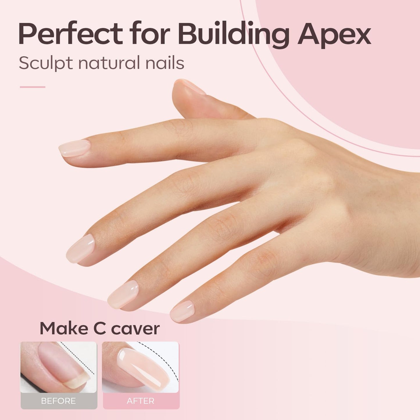 modelones Builder Nail Gel, 8-in-One Cover Nude Builder, LED Lamp Cured Thickening Apex Building Strengthener Extension Rubber Color Base Gel Polish Glue in a Bottle for Home DIY Salon Girls