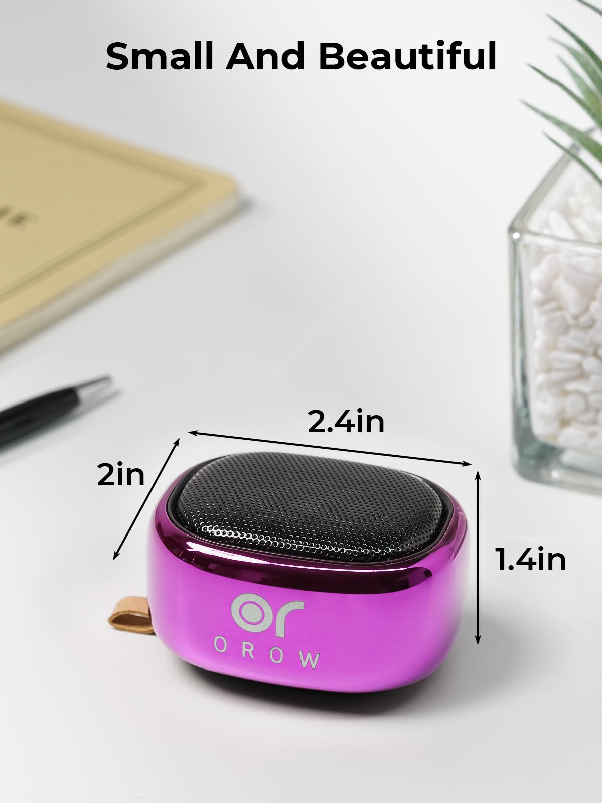 OR O R O W Small Bluetooth Speakers,Mini Portable Wireless Speaker,49-Foot Range,Enhanced Bass,Support TF Card,Bluetooth Speaker for iPhone,Travel,Hiking,Car,Gift (Purple)