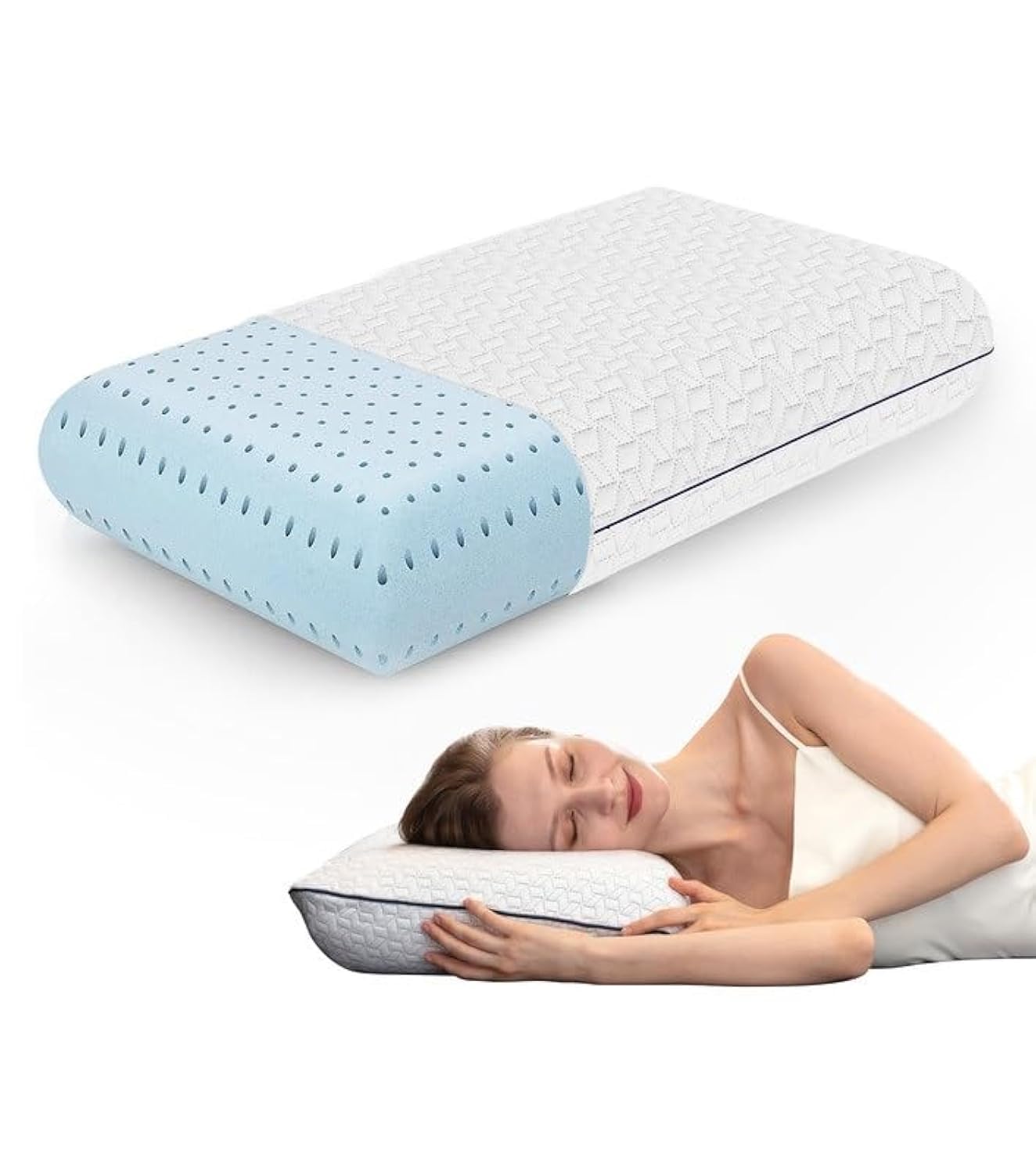 Vaverto Small Memory Foam Bed Pillow for Camping - Compressible Medium Firm, Breathable Cover, Machine Washable, Ideal Backpacking