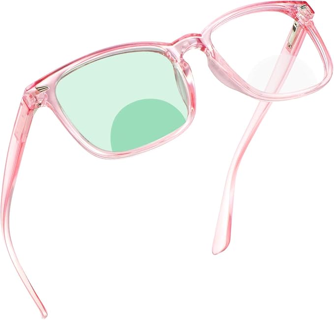 YEIN Bifocal Reading Glasses with Blue Light Blocking Lenses, Bifocal Reader for Women, Vintage Square frame with Spring Hinge (+1.00/+4.00 magnification)