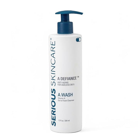 Serious Skincare - Gentle Cleansing and Exfoliating Retinol Facial Wash - Skin Hydrating Gel to Foam Cleanser - Clarify Pores - Removes Makeup, Oil, and SPF - Avena Sativa Extract - 12 Fl. Oz.