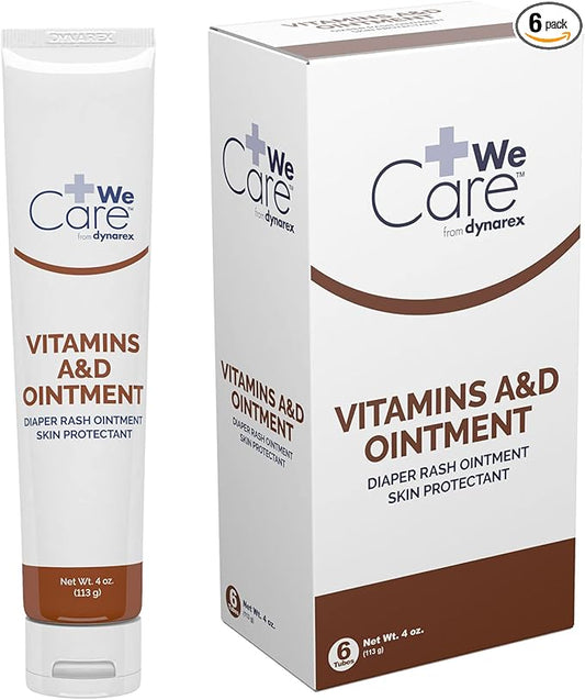 Dynarex Vitamins A & D Ointment, Ointment with Vitamin A and Vitamin D for Body Chaffing, Diaper Rash, Cuts, 6 Boxes of 144 5g Packs