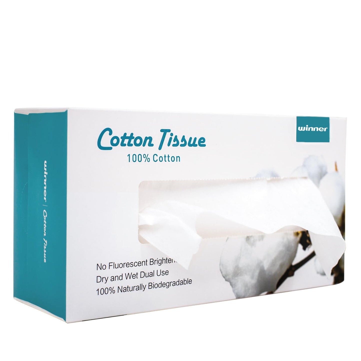 Winner Soft Face Towels, 100% USDA Biobased Facial Towels, Unscented Cotton Tissues for Sensitive Skin, OEKO-TEX Certified Face Towelettes Disposable, Makeup Remover Dry Wipes, 600 Ct, 6 Pack