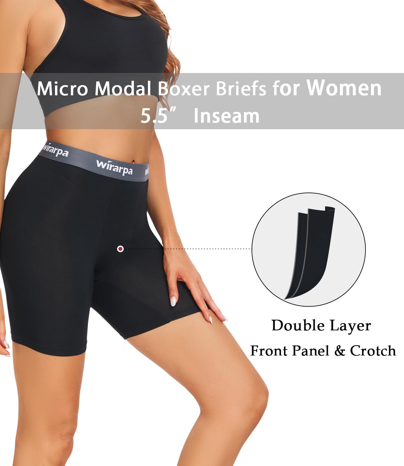 wirarpa Women's Underwear Modal Boxer Briefs Anti Chafing Boyshorts Panties with Crotch Black Small