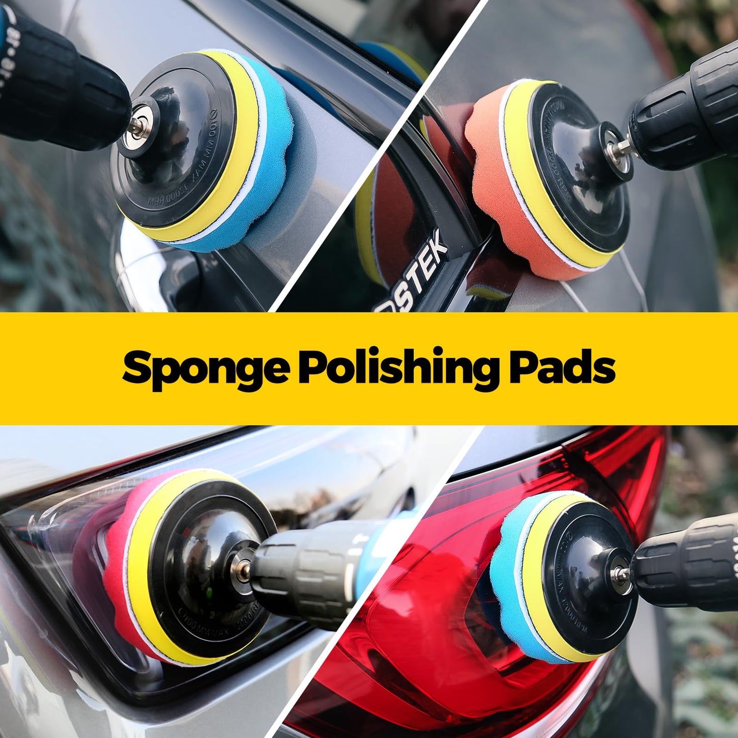 Holikme 23Pack Drill Brush Attachments Set, Scrub Pads & Sponge, Buffing Pads, Power Scrubber Brush with Extend Long Attachment, Car Polishing Pad Kit,Cleaning Supplies，Masonry Brushes,Scratch Brushes