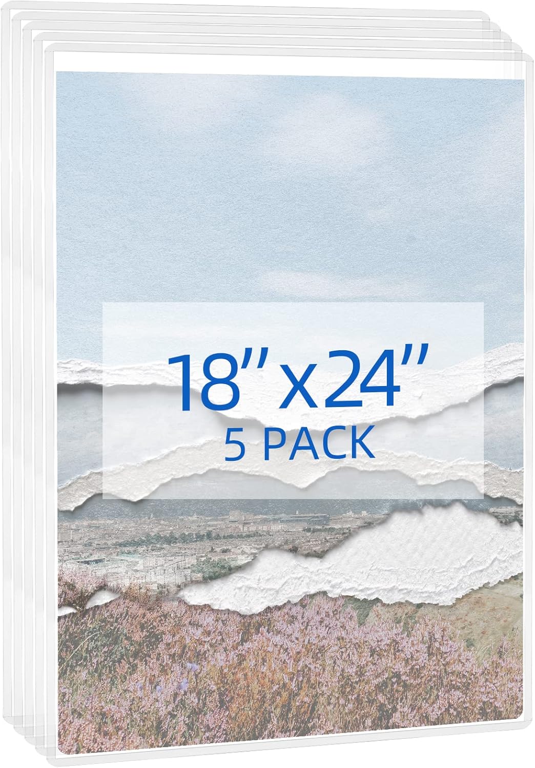 5 Pack 18x24 Poster Protector Clear Rigid Print Protectors Heavy Duty Top Loader Clear Paper Sleeves for Poster Art Prints Office Documents