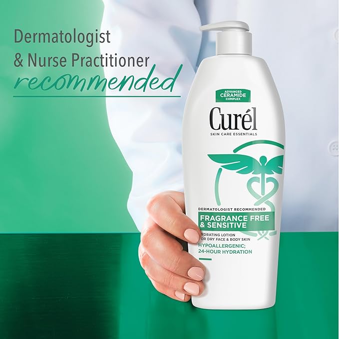 Curel Fragrance Free Comforting Body Lotion, Body and Hand Moisturizer for Dry, Sensitive Skin, 13 Ounce, with Advanced Ceramide Complex, Repairs Moisture Barrier