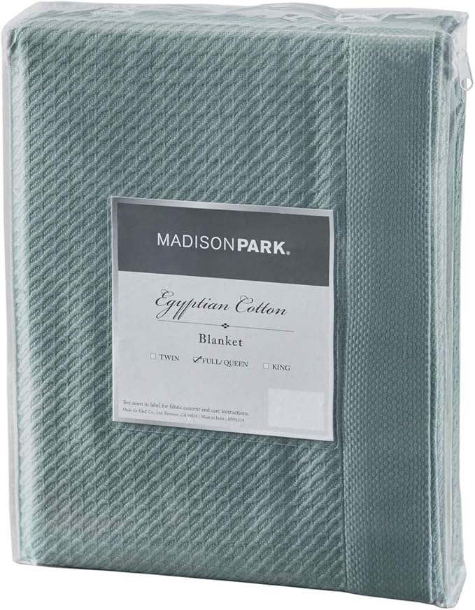 Madison Park Soft Certified 100% Egyptian Cotton Breathable Cozy Blanket, Premium Waffle Knit Classic Design, Luxury All Season Lightweight Cover for Bed, Couch and Sofa, Teal Twin(66"x90")