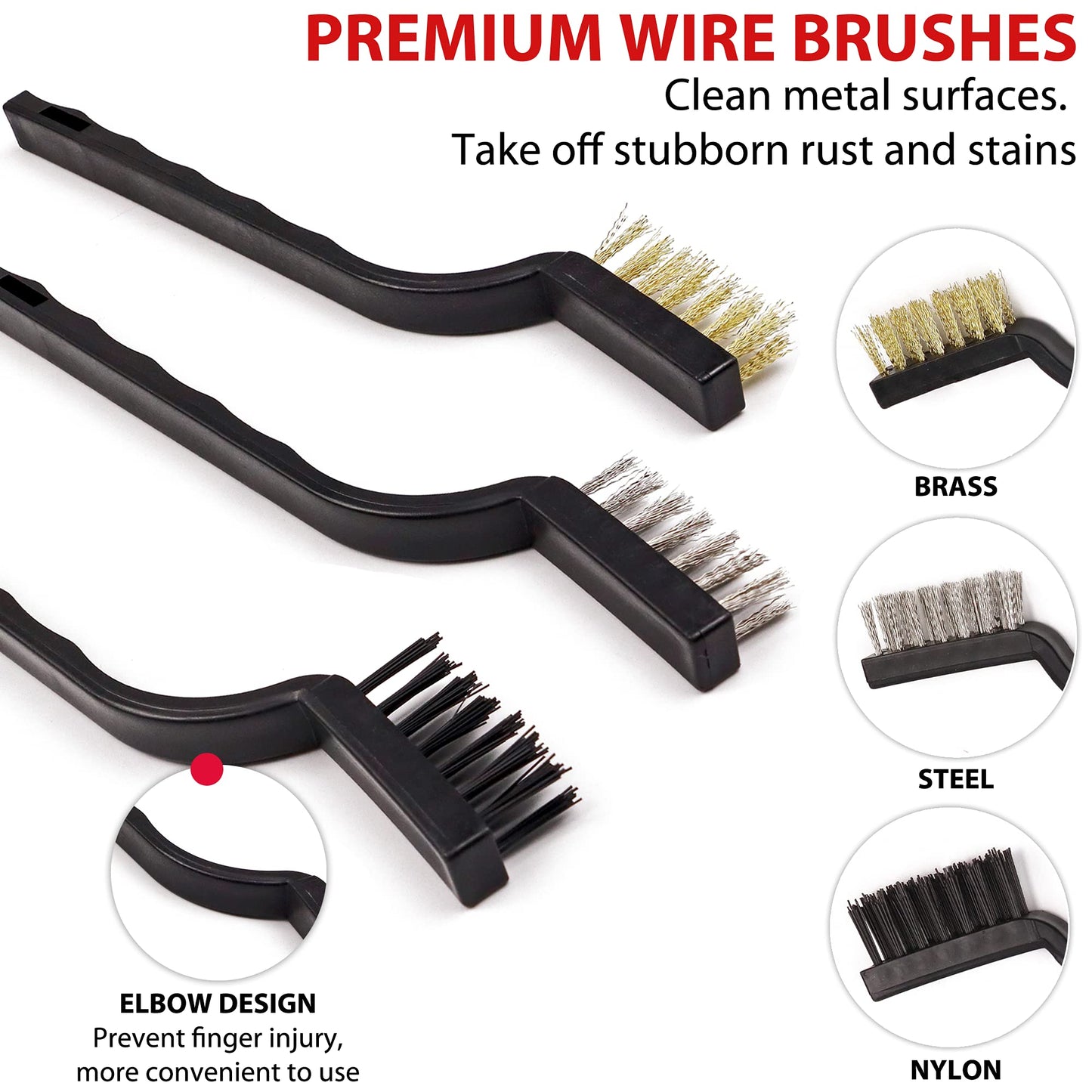 TAKAVU Complete Car Detailing Brush Kit (10 Piece) - Boar Hair Detail, Wire & Vent Brushes with Microfiber Towel for Wheels, Interior, Engine Bay Cleaning
