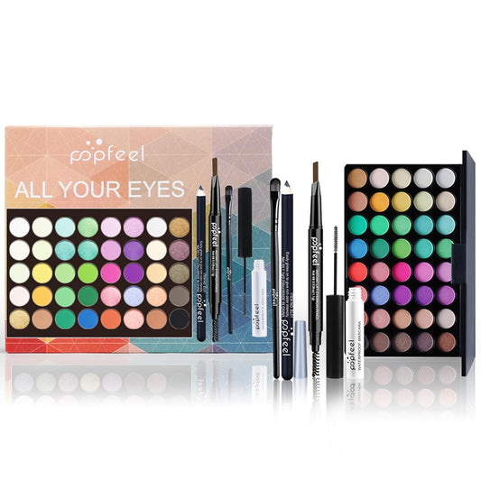 All in One Makeup Kit for Women Full Kit Girls Makeup Gift Sets Xmas Essential Bundle Include Eyeshadow Palette Lipstick Blush Concealer Eyeliner Mascara Foundation Brush Eyebrow Pencil