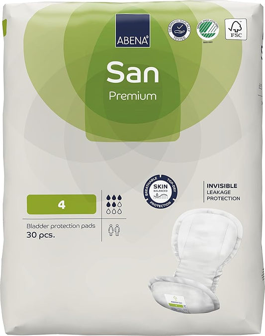 Abena San Premium Incontinence Pads, Moderate Absorbency, (Sizes 4 to 7), Size 4, 270 Count