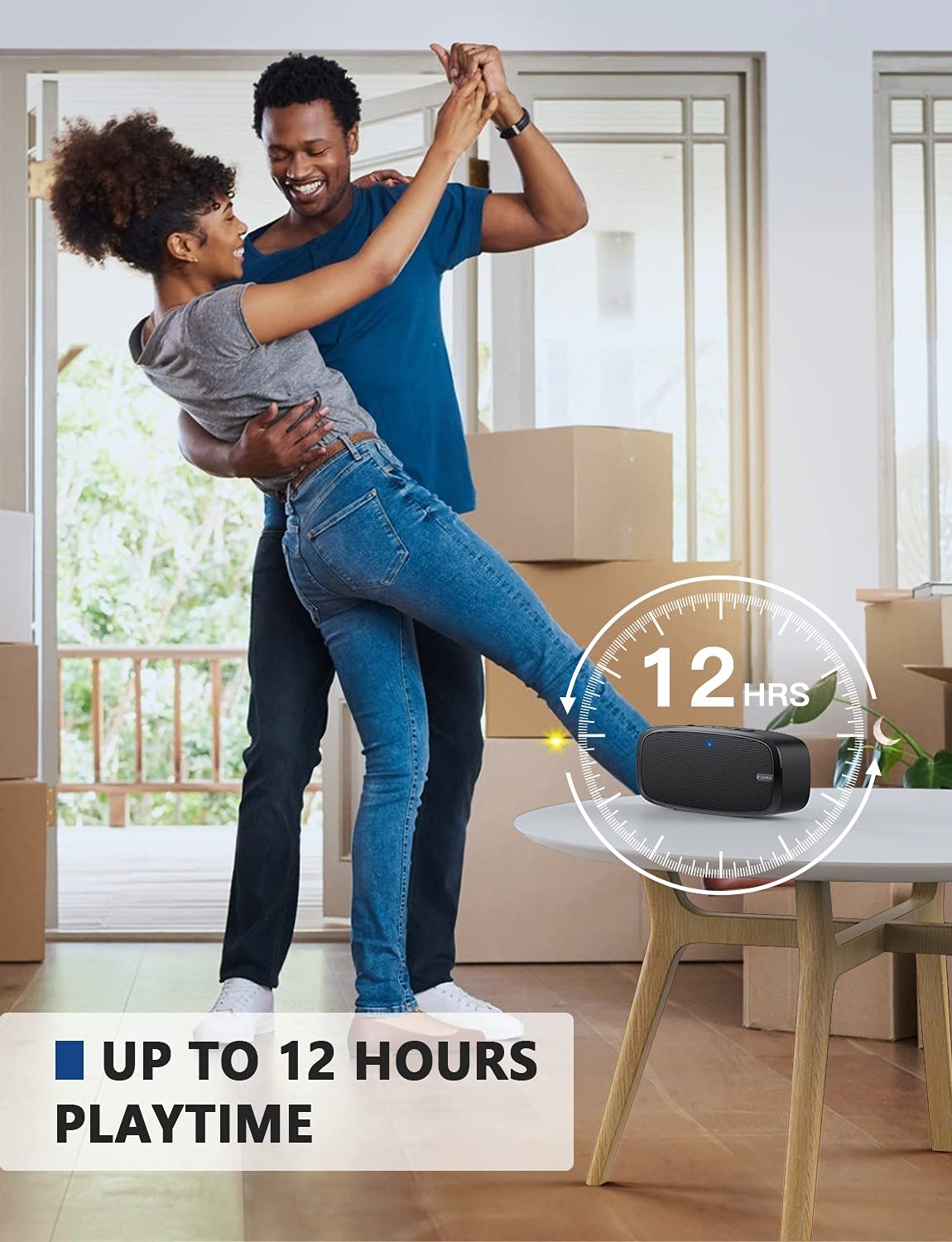 LENRUE Bluetooth Speaker, Wireless Portable Speaker with Loud Stereo Sound, Rich Bass, 12-Hour Playtime, Built-in Mic. Perfect for iPhone, Samsung and More