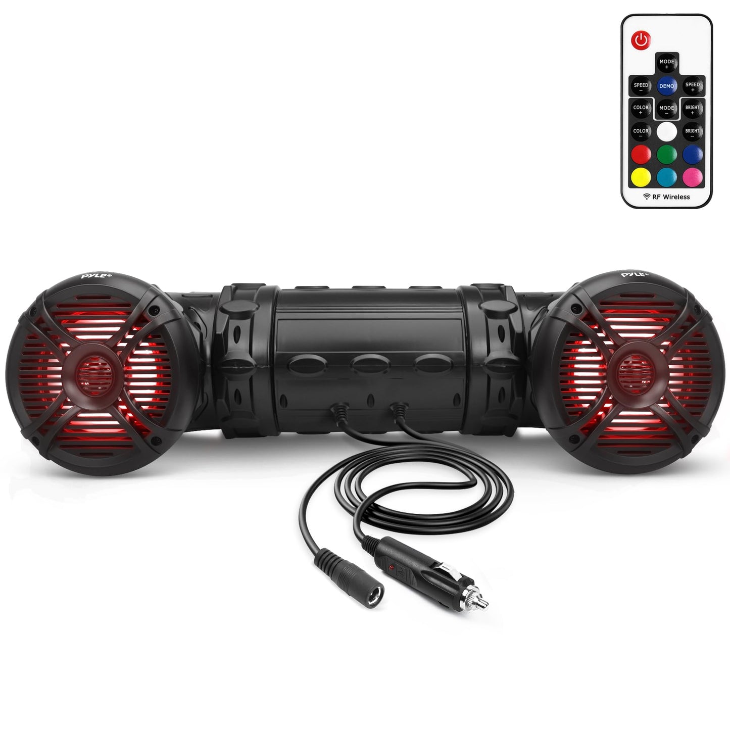 Pyle Bluetooth Speakers 800 Watt 6.5 Inch Amplified Sound System with Multi-Color LED Lights, Waterproof Marine Bluetooth Wireless Speakers with Weatherproof Design, Ideal for Outdoor and Vehicle Use