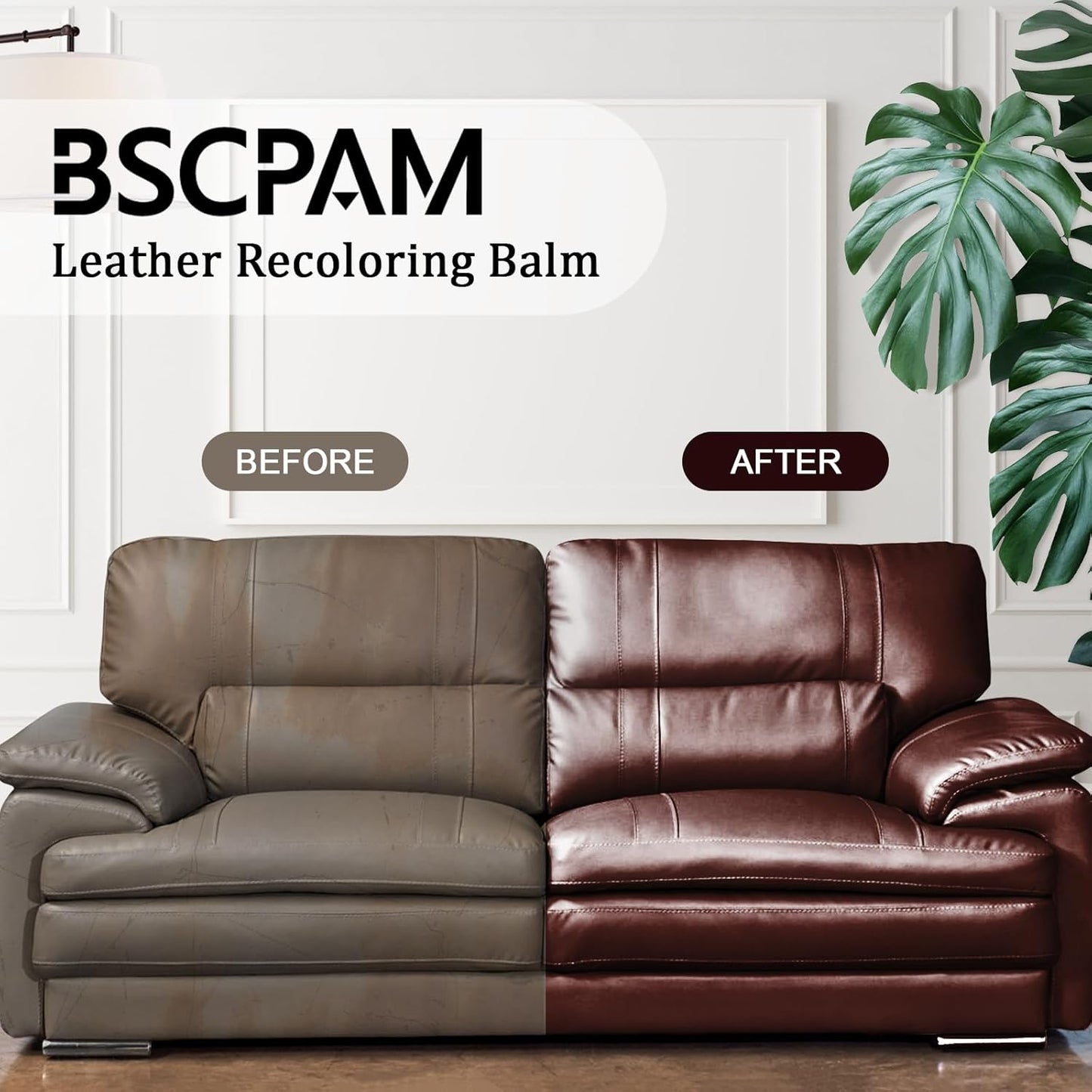 Medium Brown Leather Recoloring Balm, 12oz Leather Color Restorer for Couches, Leather Repair Kit for Furniture, Leather Dye for Leather Fade, Leather Repair Restore car seat