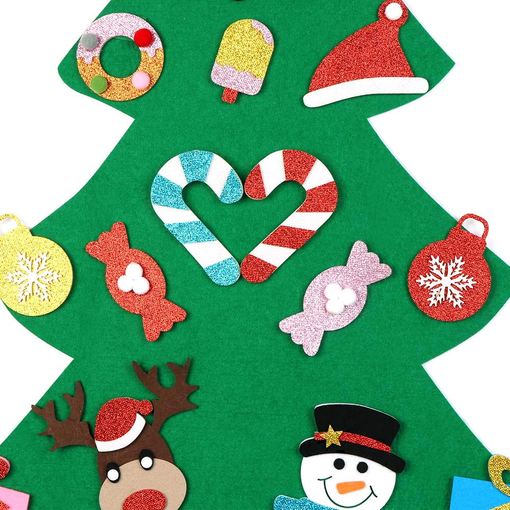 OurWarm DIY Felt Christmas Tree for Kids, 3ft Christmas Tree with 30pcs Glitter Ornaments for Kids Xmas Gifts Christmas Door Wall Hanging Decorations