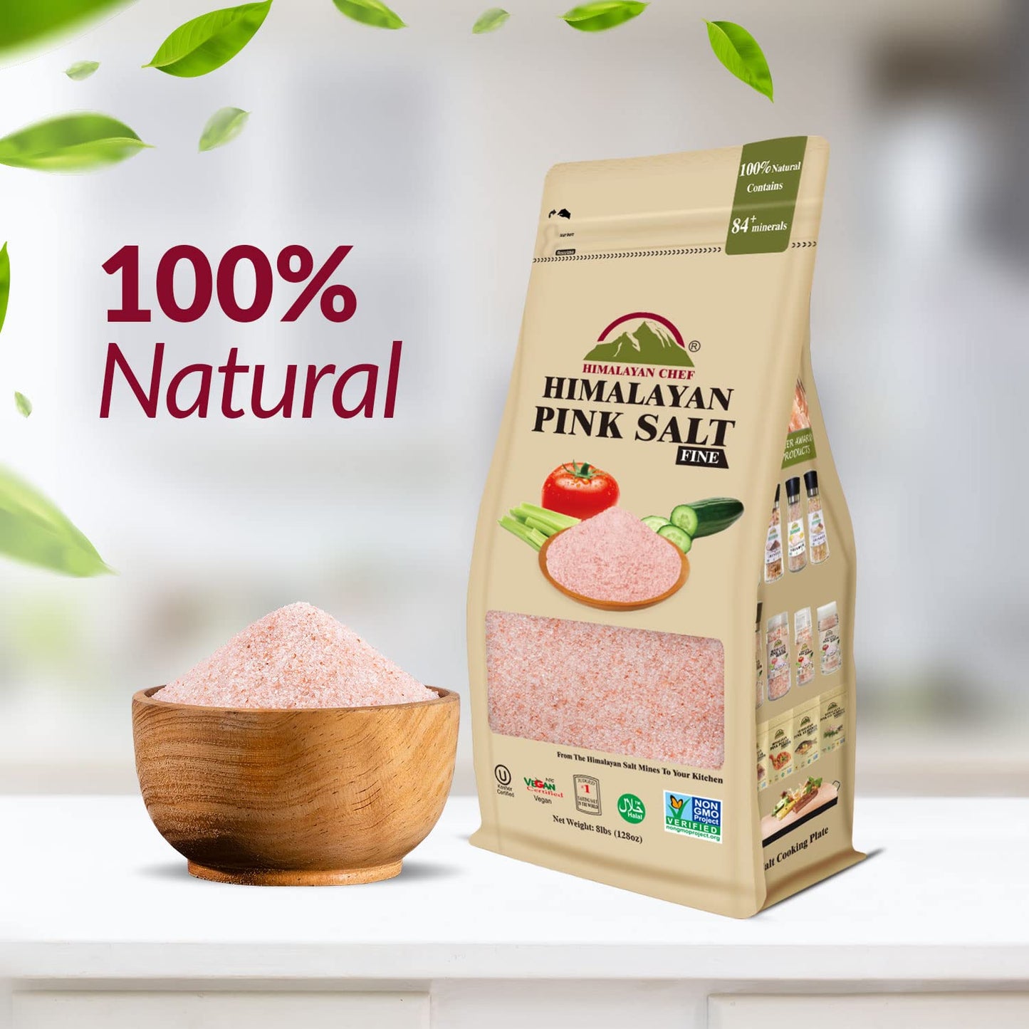 Himalayan Chef Pink Himalayan Salt, Extra Fine Grain - 8 Lbs