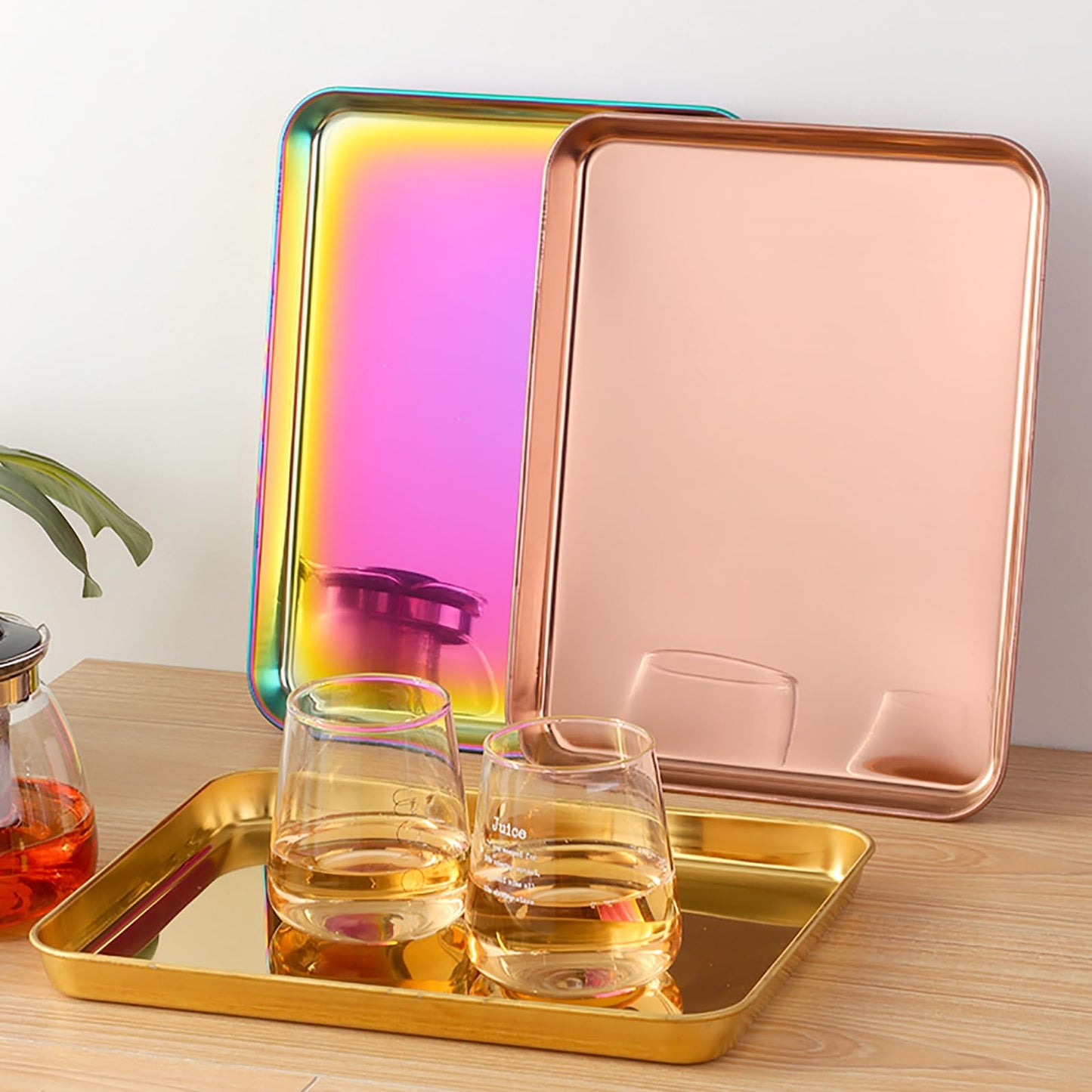 DOCBLACK Baking Tray, Stainless Steel Baking Cookie Sheet, Rimmed Pan Baking, Non Toxic & Healthy, Mirror Finish & Rust-Free, Easy Clean & Dishwasher Safe - Rainbow