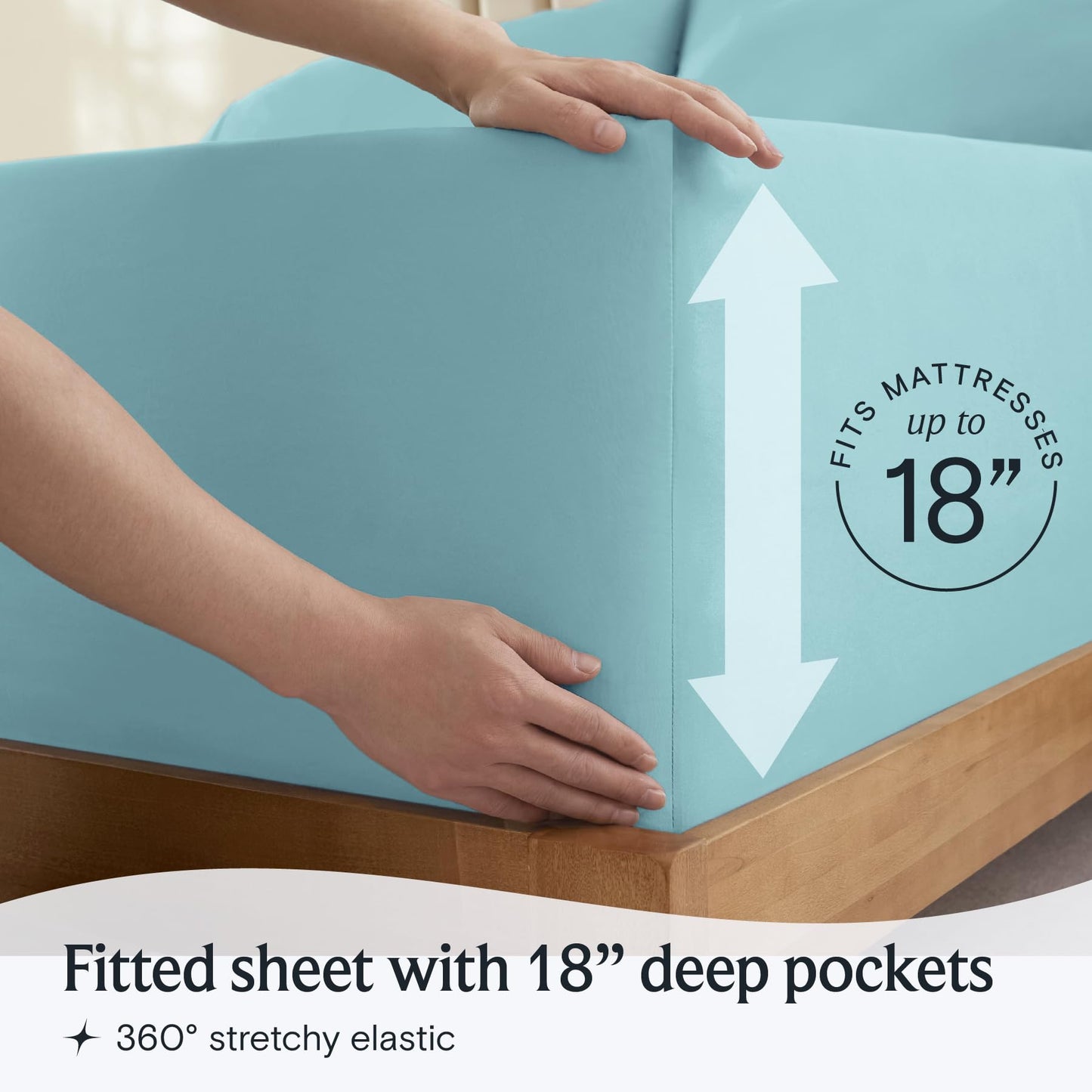 LuxClub 4 PC Queen Sheet Set, Queen Size, Deep Pockets 18" Wrinkle Free Cooling Bed Sheets Machine Washable Hotel Bedding Silky Soft - Aqua Queen