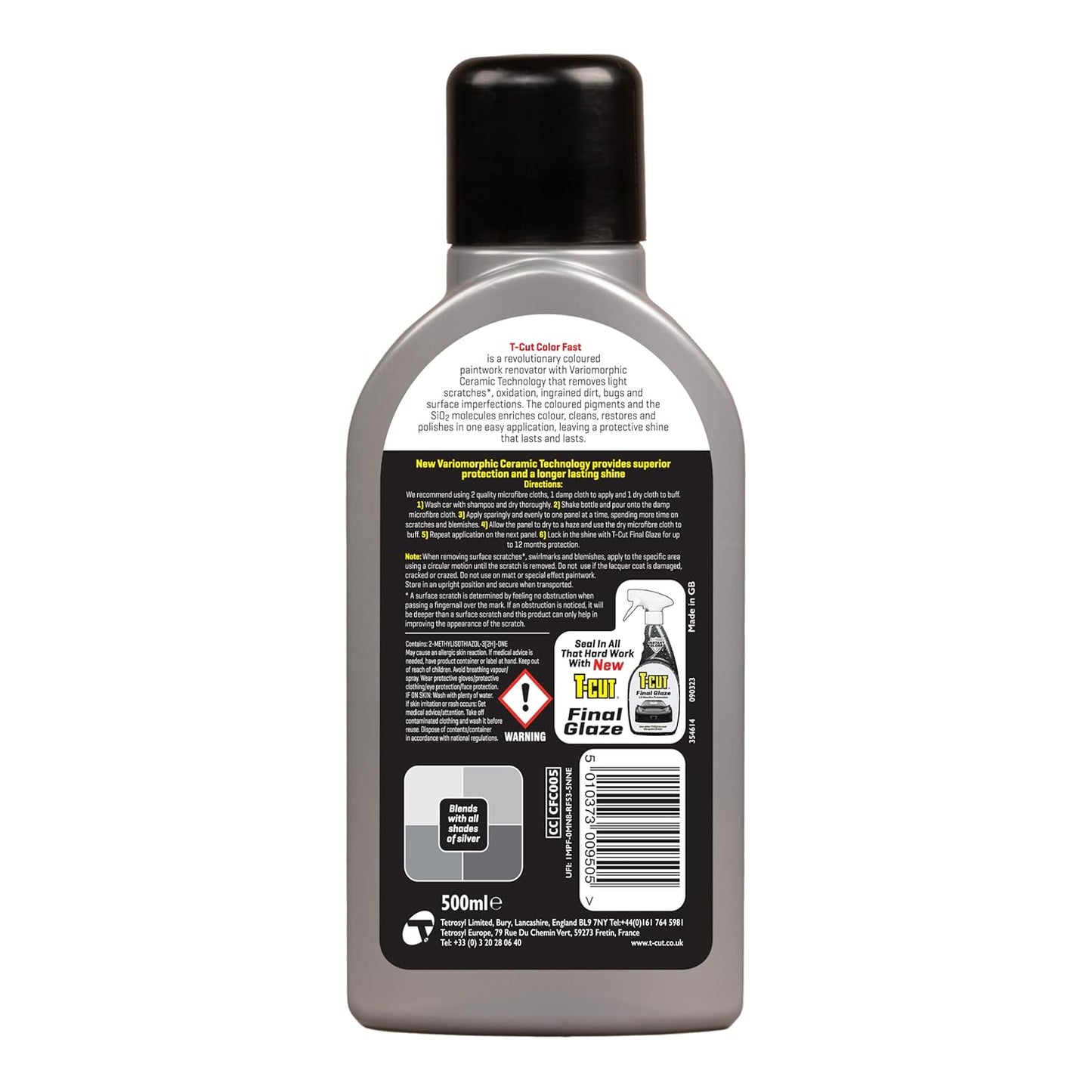 T-Cut Dark Silver Scratch Remover Color Fast Paintwork Restorer Car Polish, 13 Colors Available, 17 Fl Oz