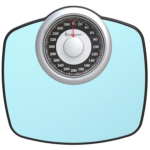 Adamson A25 Scales for Body Weight - Up to 400 LB - 5.3" Dial on 12.4" x 10.2" Platform - Anti-Skid Rubber Surface - High Precision Bathroom Scale Analog - Durable with 20-Year Assurance