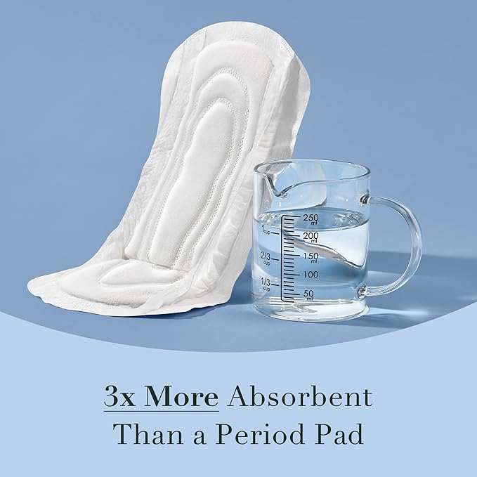 Rael Incontinence Pads for Women, Organic Cotton Cover - Postpartum Essential, Heavy Absorbency, Bladder Leak Control, 4 Layer Core with Leak Guard Technology, Long Length (Ultimate, 20 Count)