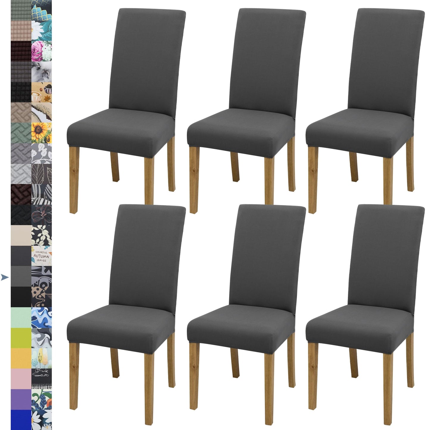 BIETYONE Dining Chair Cover,Dining Room Chair Covers Set of 6,Stretch Kitchen Chair Cover,Washable Dining Chair Cover,Parsons Chair Slipcovers Protective,for Home,Restaurant,Banquet(Gray)