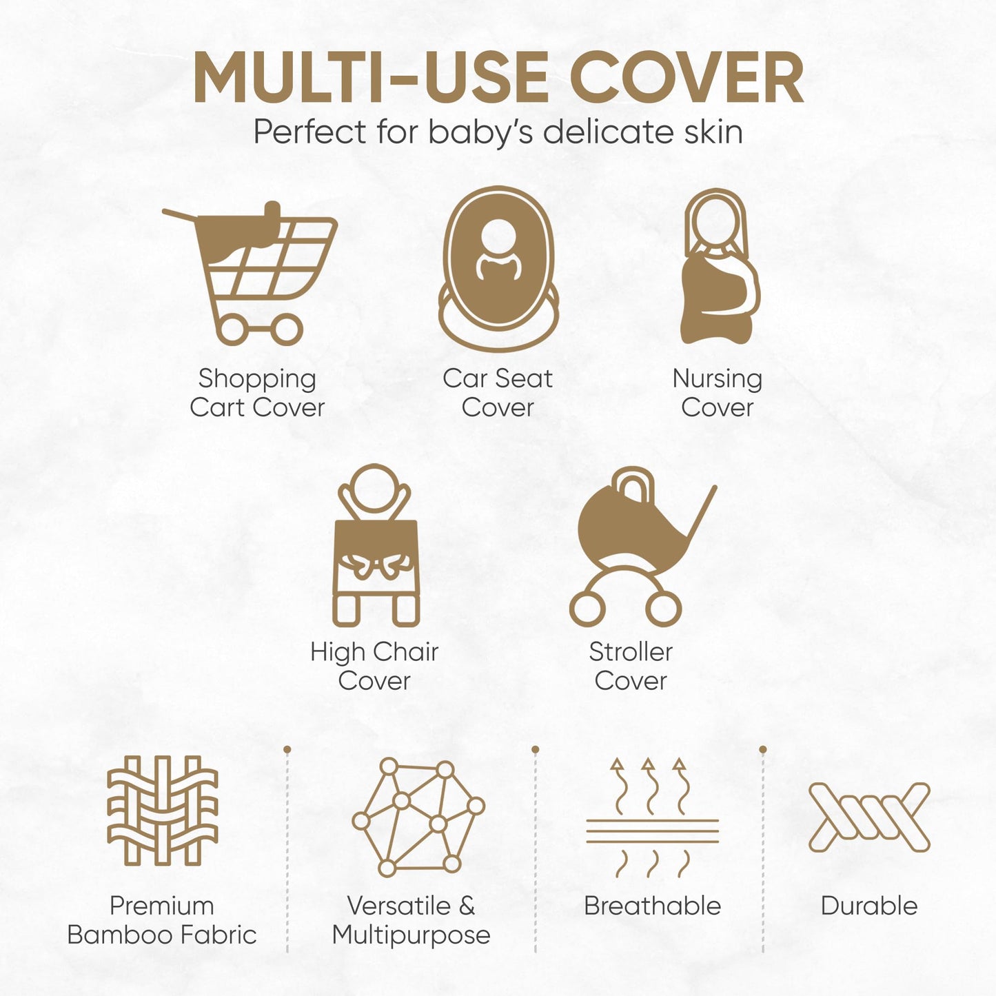 MOZAH Baby Multi-Use Cover: 9-in-1 Car Seat & More Covers - Nursing, Shopping Cart, High Chair - Blue Mirage