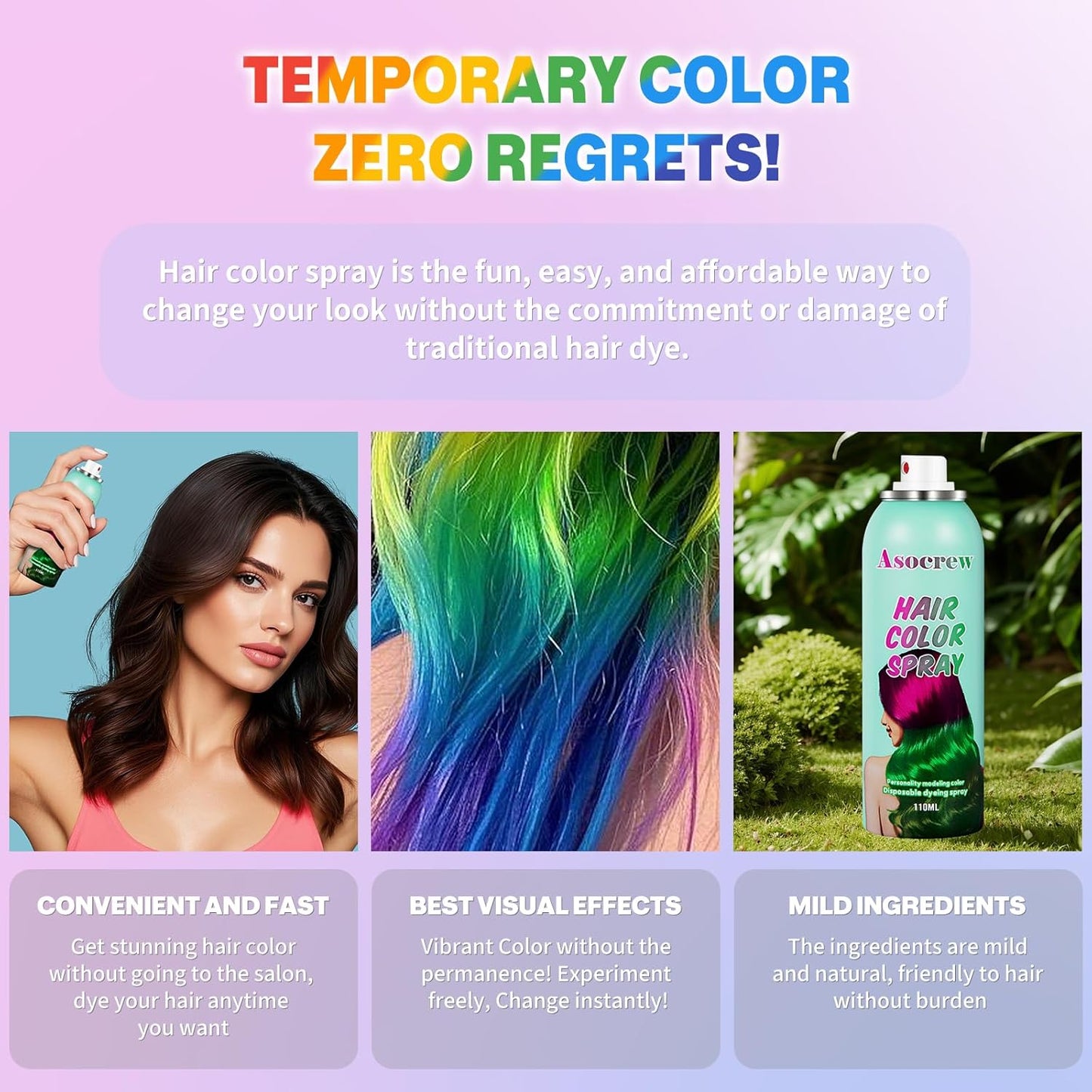 White Hair Spray,Hair Color Spray Dye,Temporary Hair Color Spray for Kids Women,Hair Wax Dye Pomades,Washable Hair Coloring Natural Hair Dye for Party,Halloween,Cosplay(White)