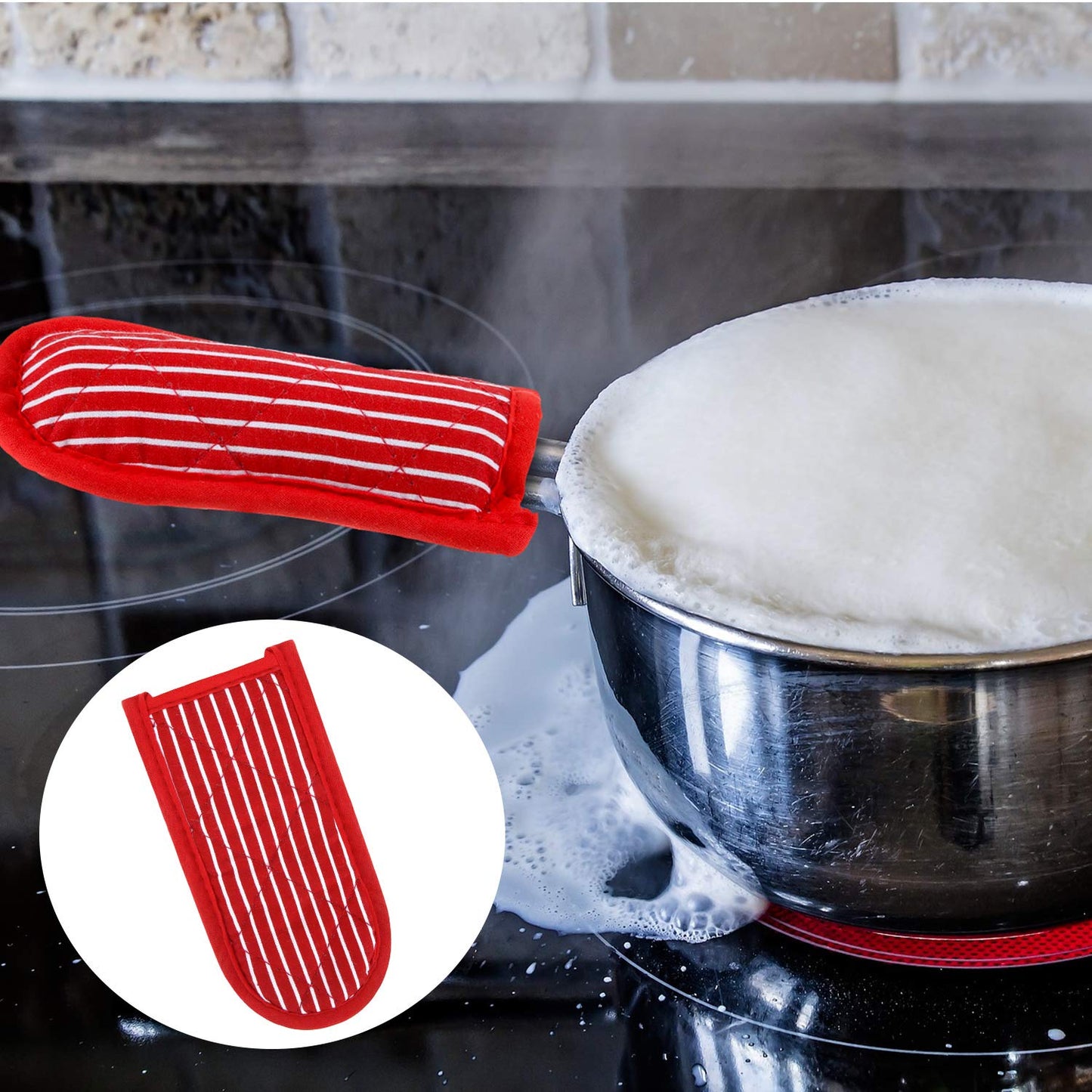 Patelai 4 Pieces Pan Handle Covers Heat Resistant, Hot Handle Holders Non Slip Pan Sleeves Cast Iron Skillet Holder Covers for Home Kitchen Cooking Tools(Eye-catching Styles)