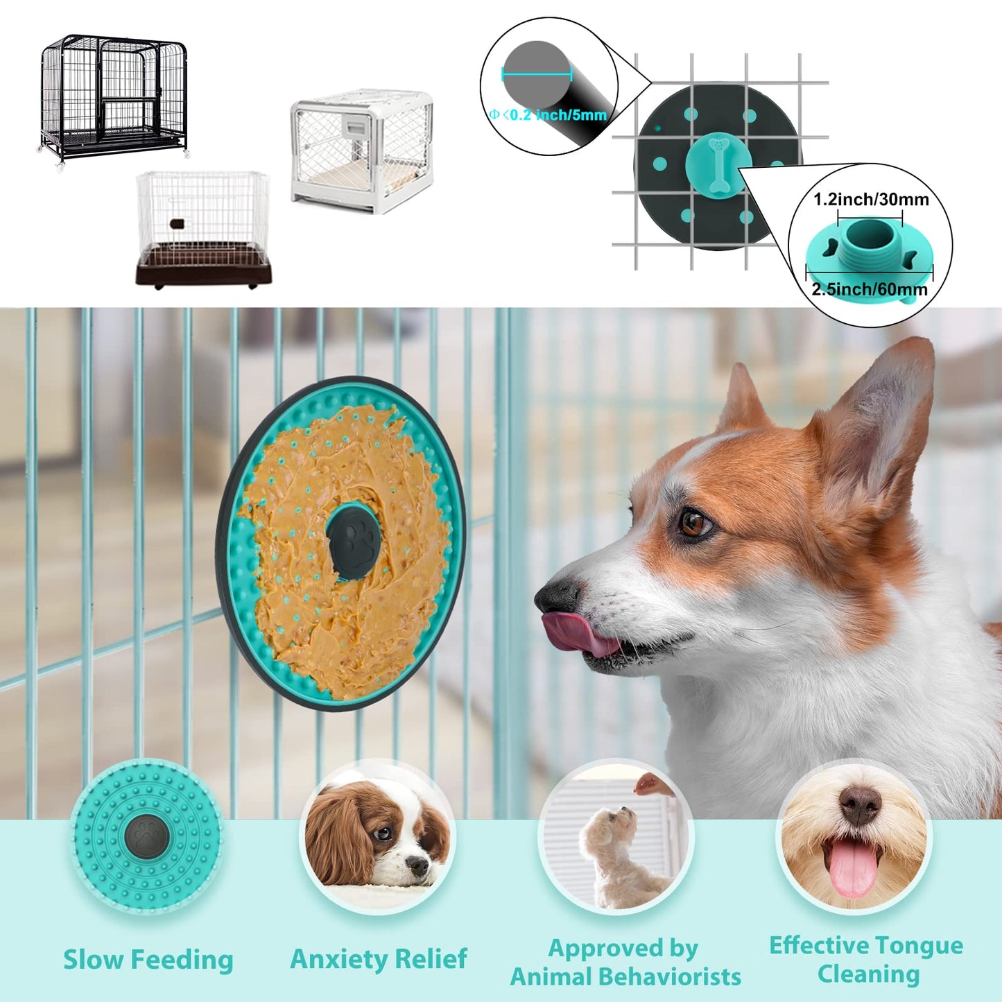 Lick Mat for Dogs, Dog Crate Lick Pads Slow Feeder, Lick Pad Crate Training Toy Crate Lick Plate,Very Suitable Peanut Butter, Treats Yogurt, Bolognese, for Boredom Relief Licking Pad