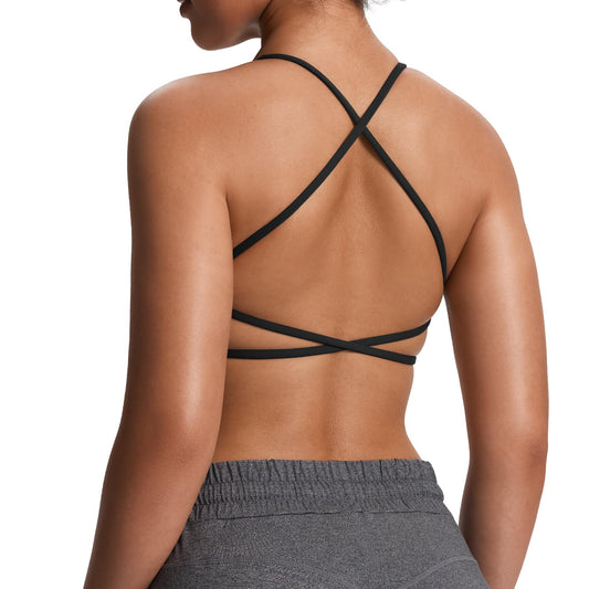 Aoxjox Women's Workout Sports Bras Fitness Ivy Low Impact Bra Yoga Crop Tank (Black, X-Small)