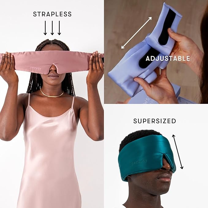 DROWSY Silk Sleep Mask. Face-Hugging, Padded Silk Cocoon for Luxury Sleep in Total Darkness. (Green Sapphire)