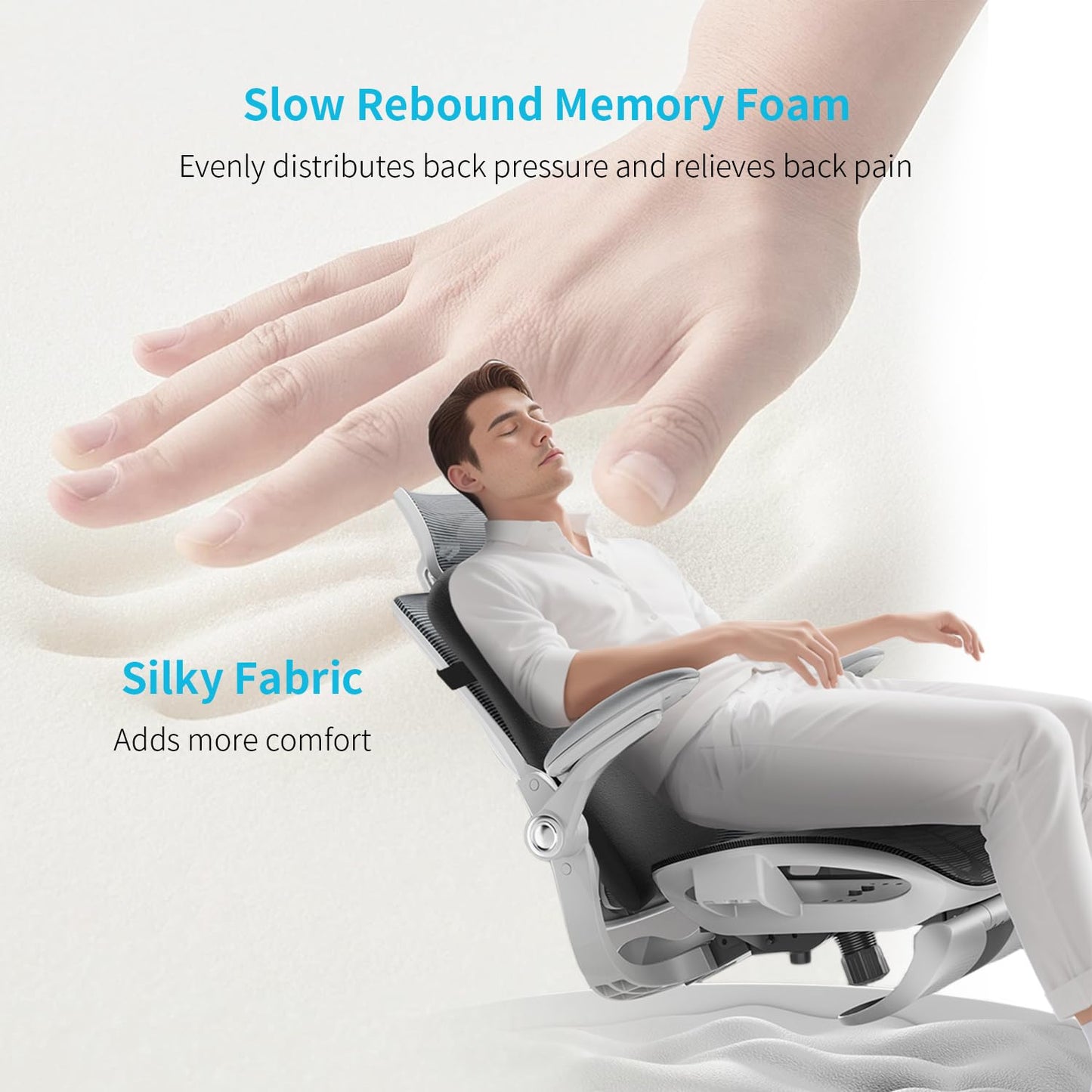 HANQIMER High Back Support Pillow for Office Chair Fully Support Entire Back for Pain Relief and Comfort - Memory Foam Lumbar Support Pillow for Office Chair,Computer,Recliner