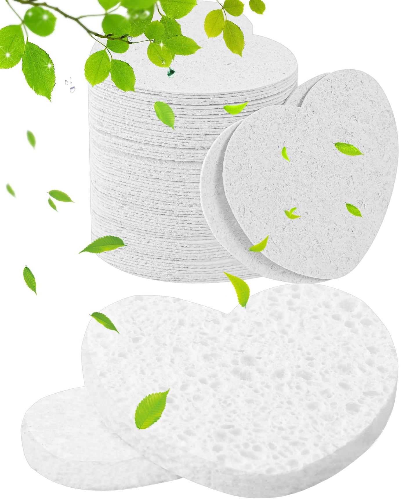 METUUTER 50 PCS Compressed Facial Sponges for Estheticians- 100% Natural Cellulose Face Sponge Spa Sponges for Face Cleansing, Massage, Pore Exfoliating, Mask, Makeup Removal