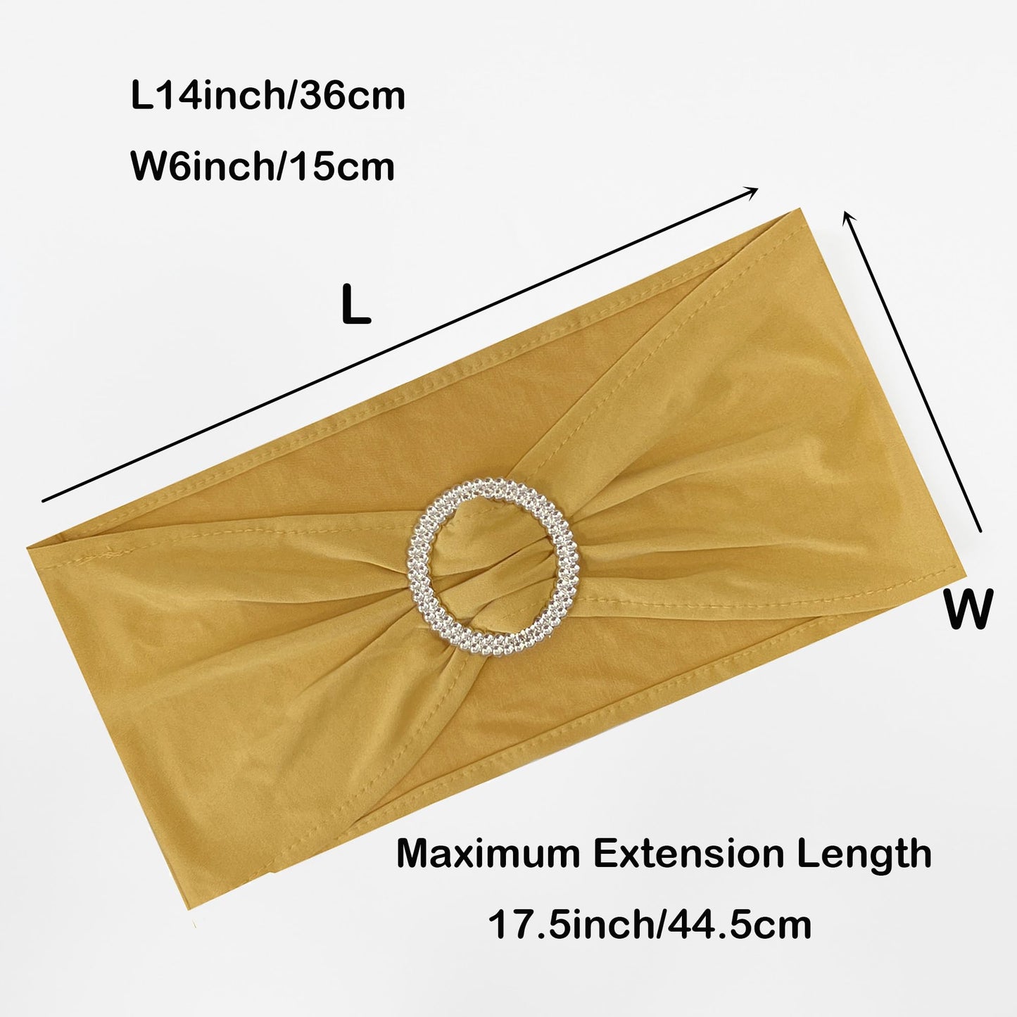 Maiangel Spandex Chair Sashes Bands 50PCS Stretch Chair Ties Bows with Buckle Slider for Wedding Party Banquet Decoration (Gold)…