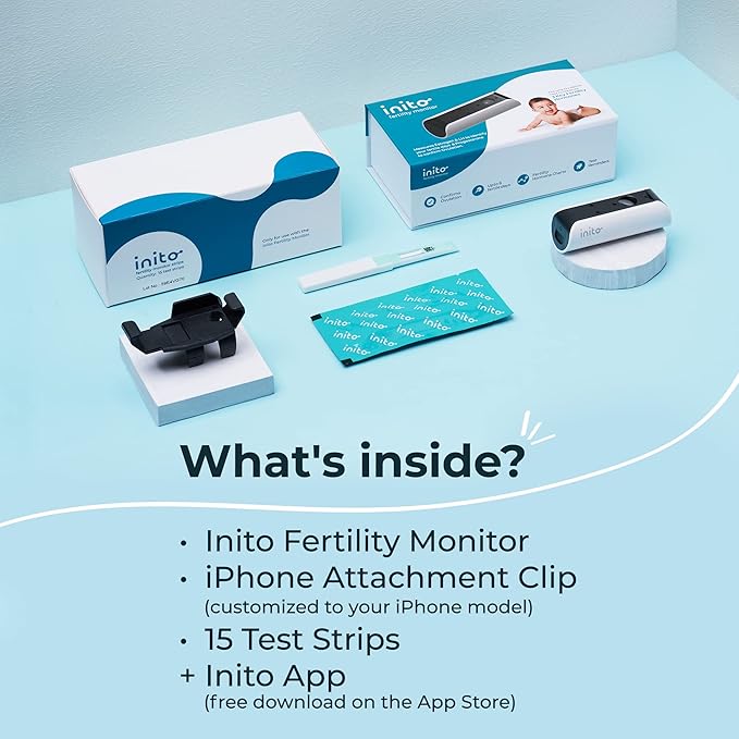 Inito Fertility Monitor & Hormone Tracker for Women | Estrogen, LH, PdG (Urine Metabolite of progesterone), FSH | Track and Confirm Ovulation | Includes 15 Test Strips (iPhone 16 Pro Max)