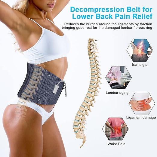 Decompression Back Belt -Lumbar Support Belt for Men & Women Lower Back Pain Relief, Back Traction Device Fits Waist Size 29-49 Inches